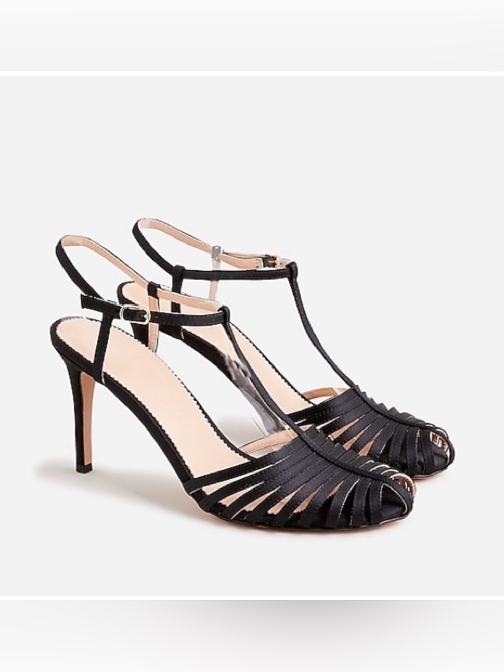 J. Crew | Strappy Riley Black Satin Sandals